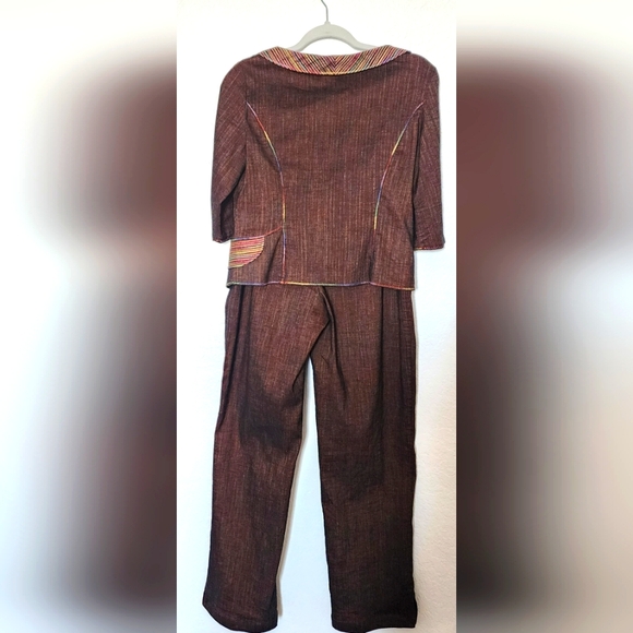 MY WAY Women's Brown, Linen/Cotton Pants Suit.  Size US 8. UK 12 - Picture 2 of 16